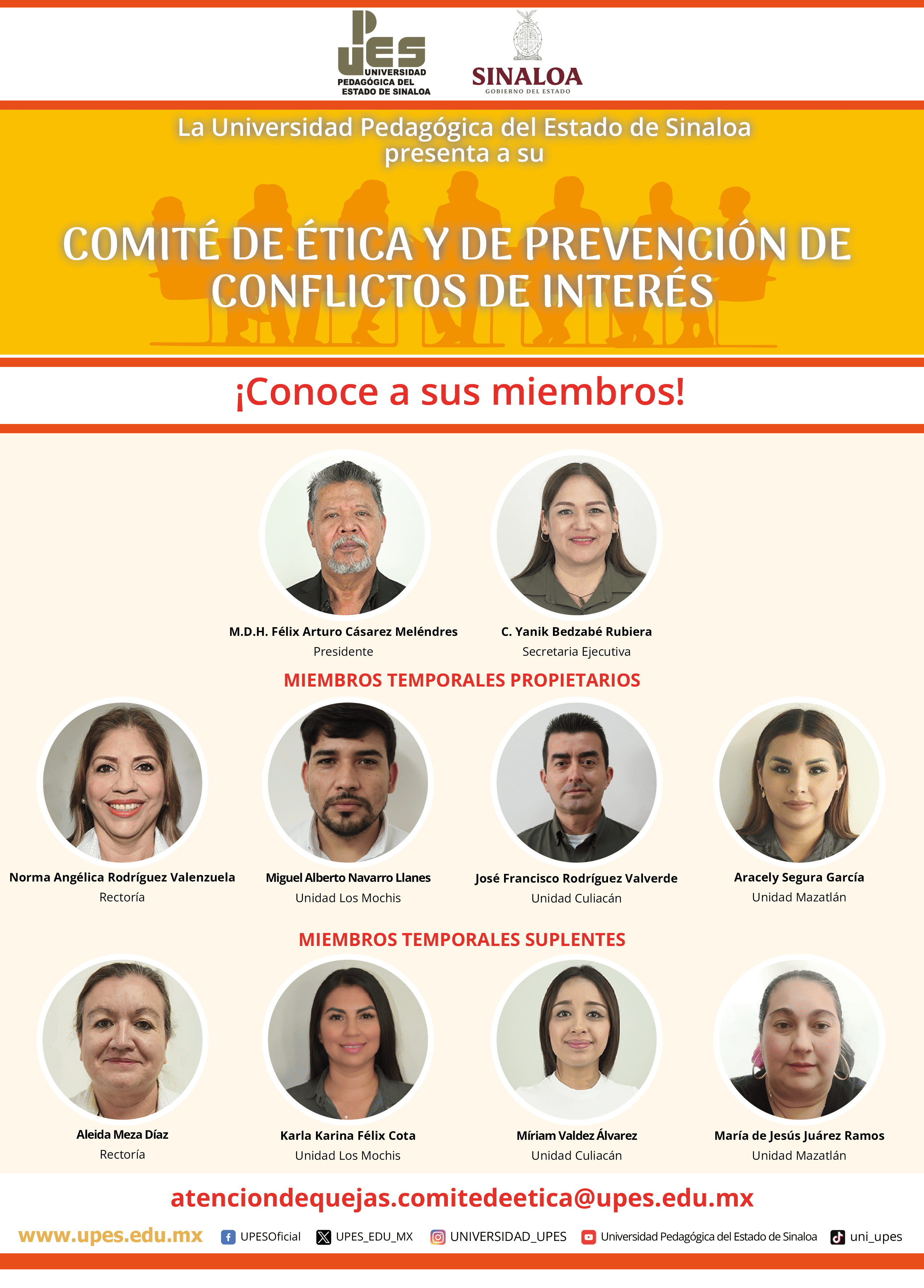 Miembros del Comité de Ética y Prevención de Conflictos de Interés de la UPES, diciembre de 2025